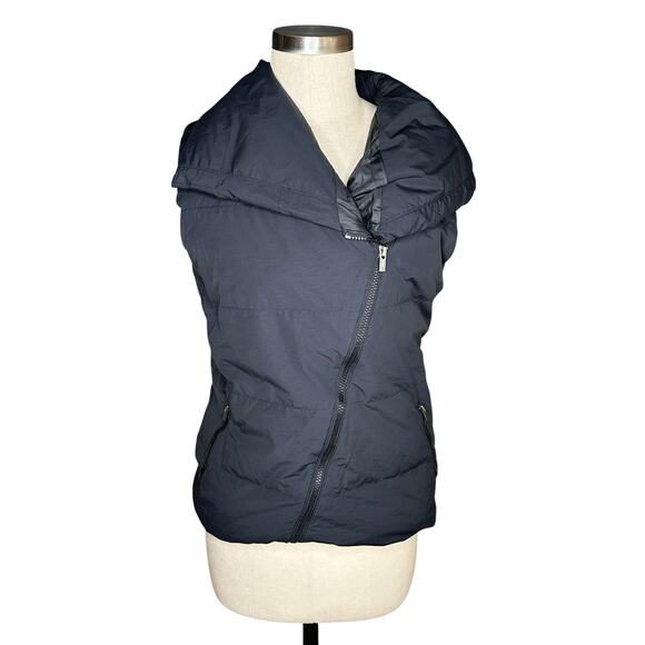 LUCY Asymmetric Down Fill Puffer Vest Jacket Women's Size Medium Classic Black - Picture 1 of 7